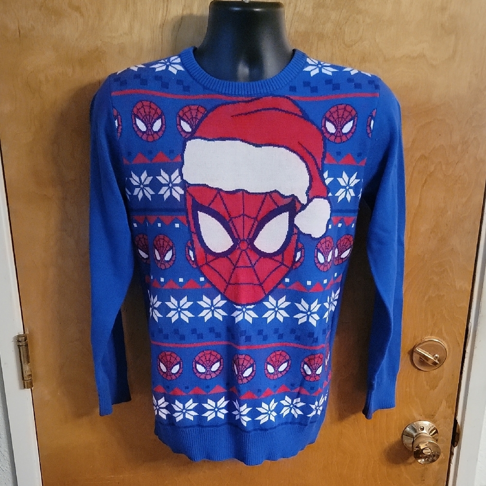 Marvel Spiderman Boys Christmas Ugly Sweater Pullover Holiday Party Santa XL